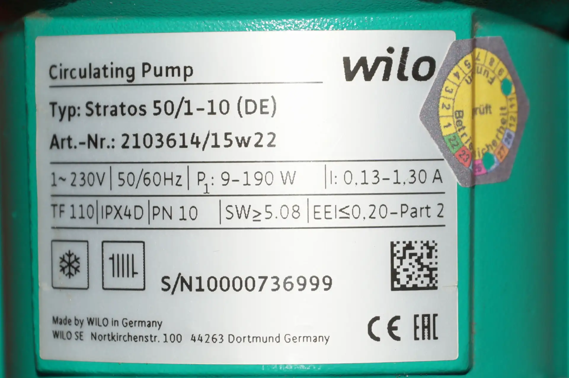 Wilo Stratos 50 /1-10 Heizkreispumpe – Ansicht 12