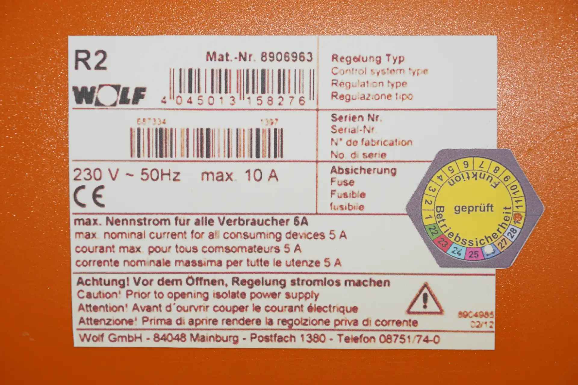 Wolf R12 5W 8902494 Kesselregelung Ersatzregelung R1/R2 – Ansicht 5