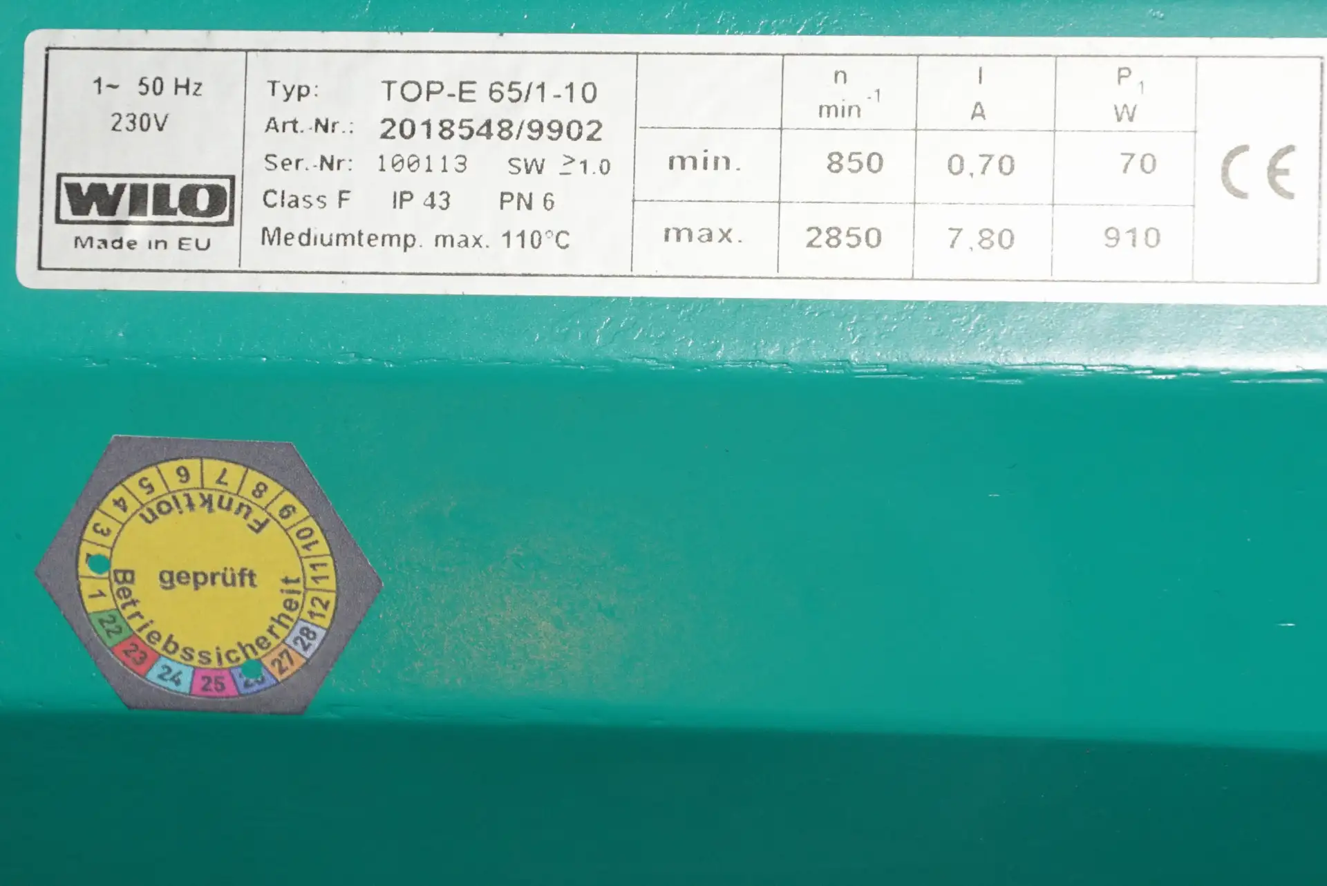 Wilo TOP E65/1-10 Heizkreispumpe UNBENUTZTER NEUZUSTAND – Ansicht 11