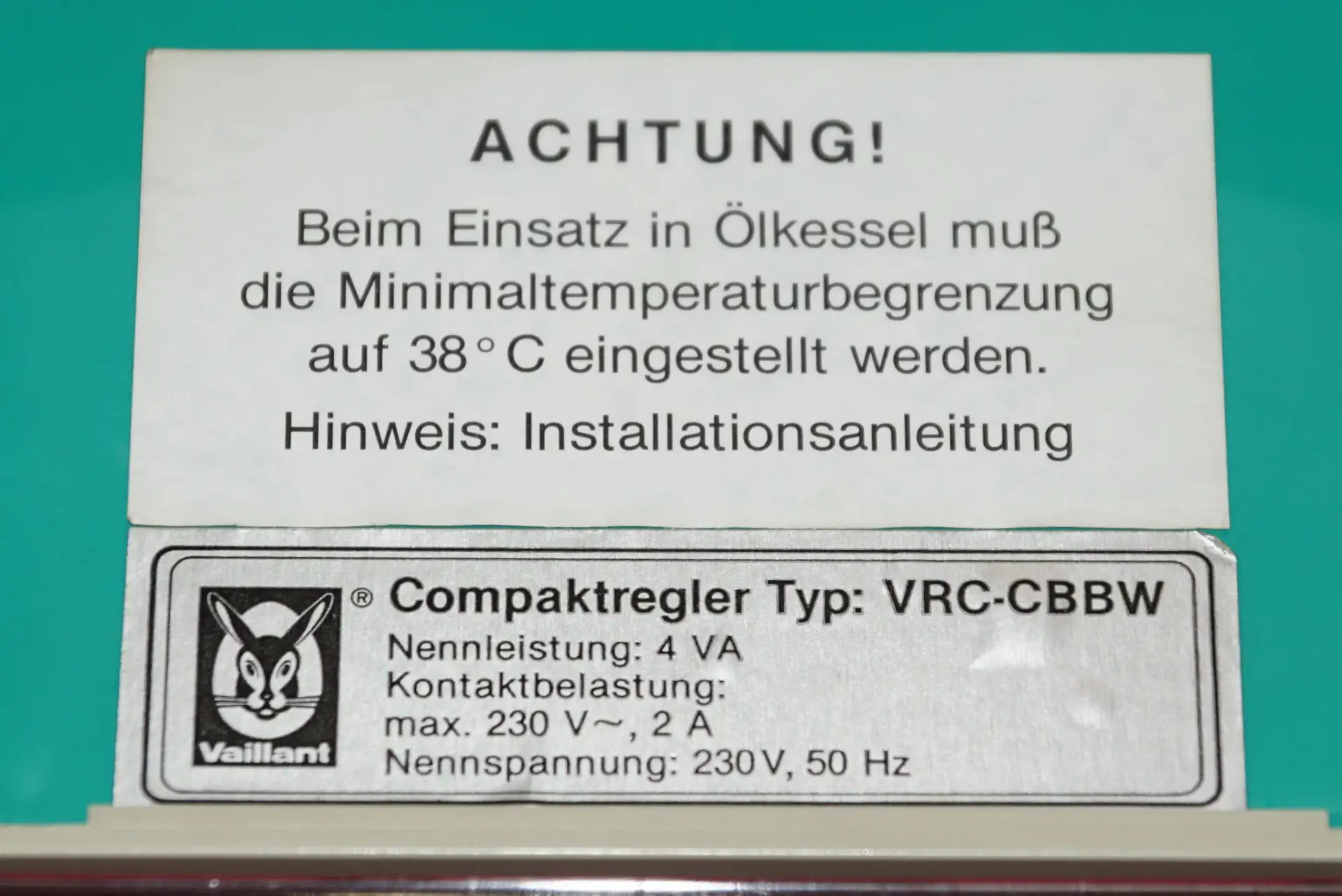 Vaillant VRC – CBBW Heizungsregler – Ansicht 5