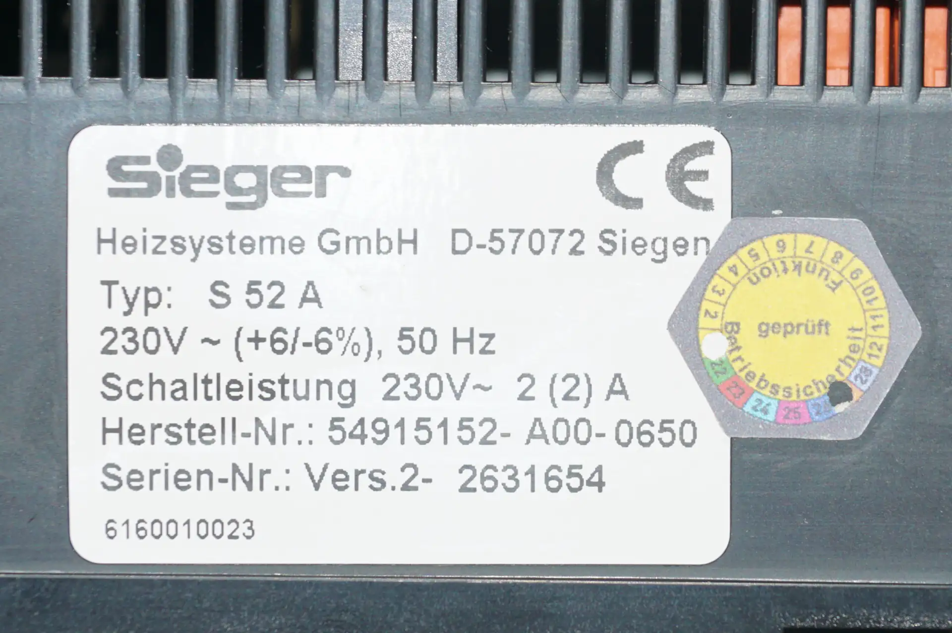 Sieger S 52A Kesselregelung – Ansicht 6