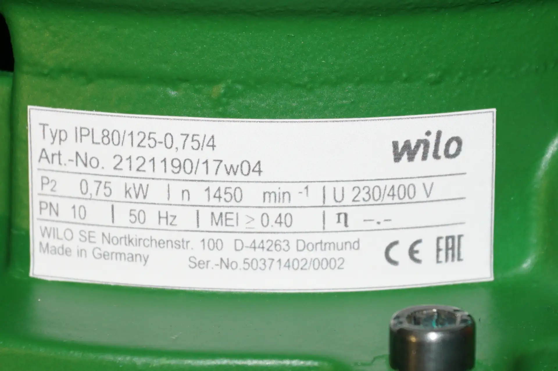 Wilo VeroLine Heizungsspumpe IPL 80/125-0,75/4  UNBENUTZT – Ansicht 6