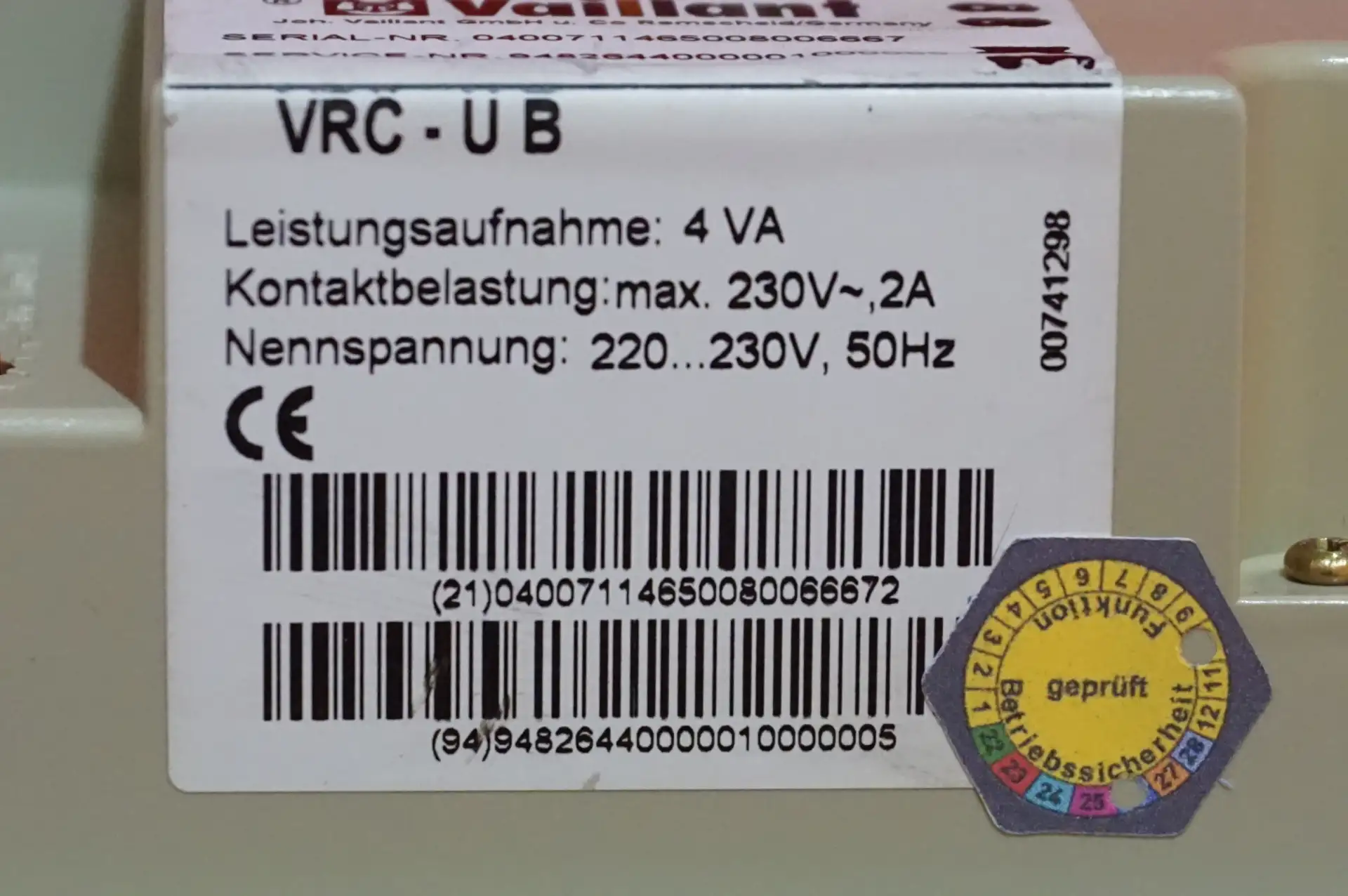 Vaillant VRC Calormatic UB Heizungsregelung – Ansicht 4