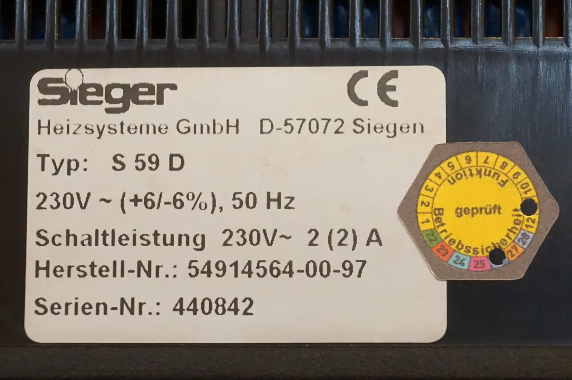 Sieger S 59D Kesselregelung Siegermatic – Ansicht 6