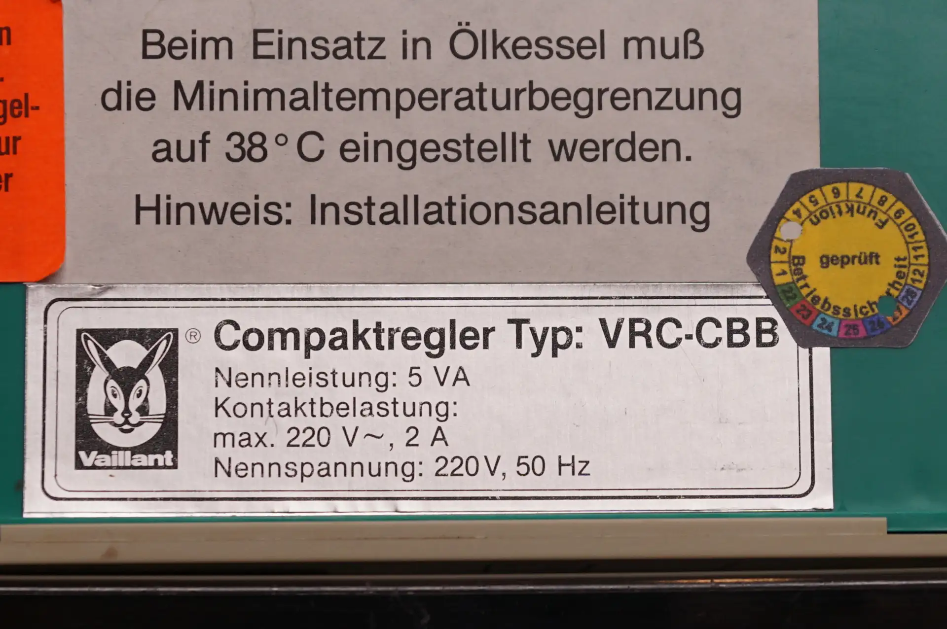 Vaillant VRC – CBB Heizungsregler – Ansicht 6