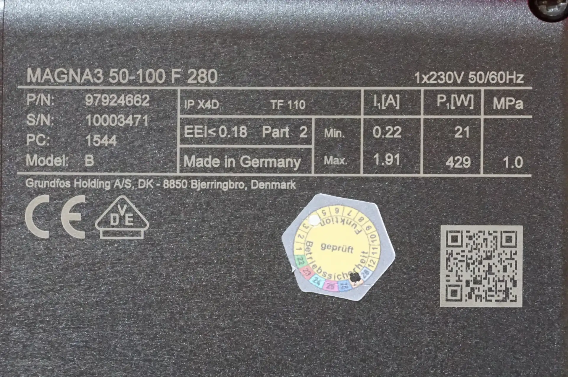 Grundfos Magna 3  50-100 F 280 Heizungspumpe UNBENUTZT – Ansicht 14