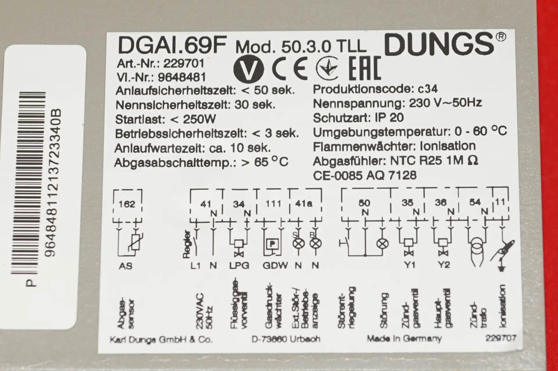 Viessmann Dungs DGAI 69F 50.3.0 TLL Gasfeuerungsautomat – Ansicht 3