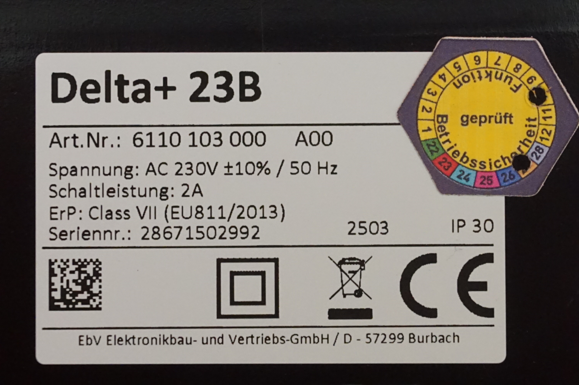 EBV Heizungsregelung Delta + 23 B digital