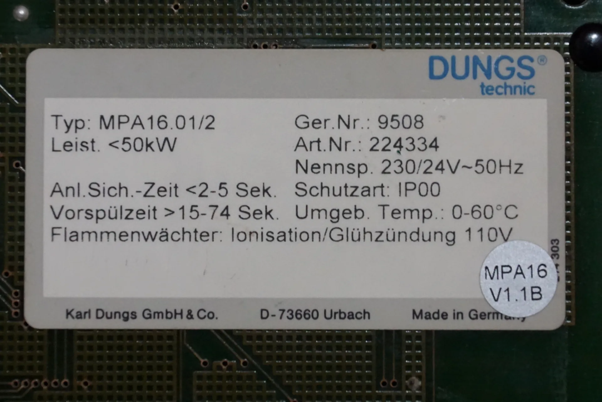 Elco Klöckner Flammenwächter / Reglerplatine MPA16.04 V3.00 TEM ( Dungs )