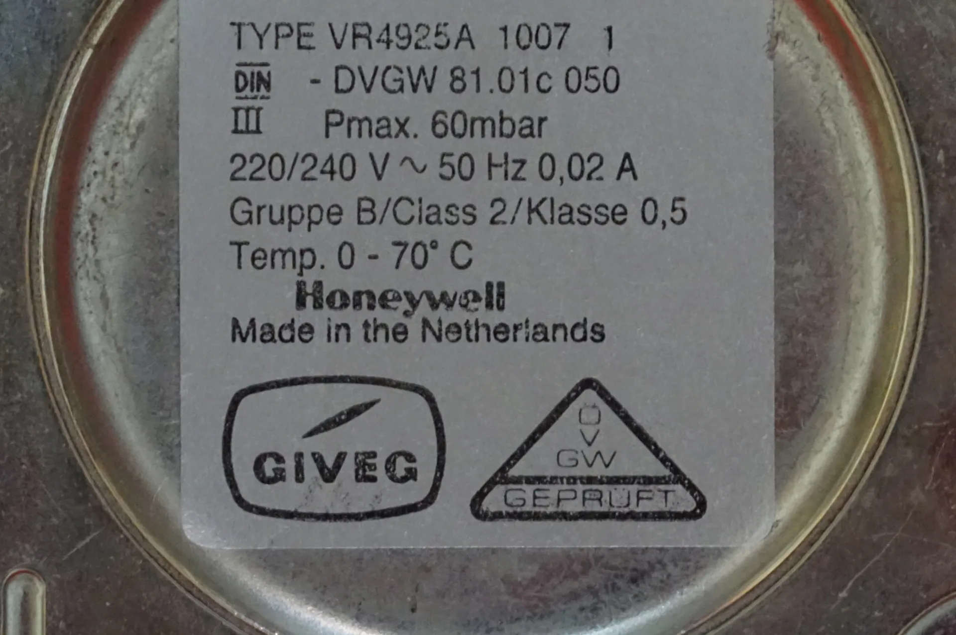 Honeywell Gaskombiregler VR 4925A 1007  1