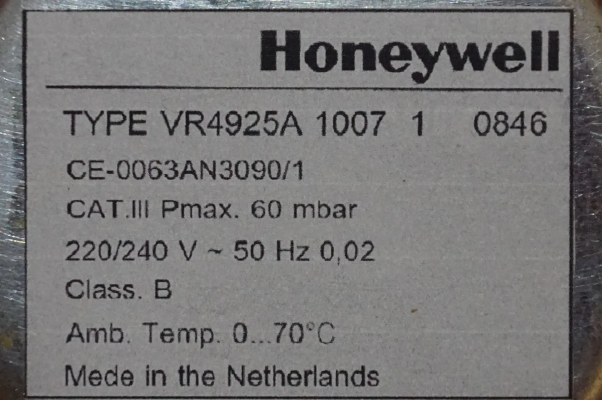 Honeywell Gaskombiregler VR 4925A 1007  1