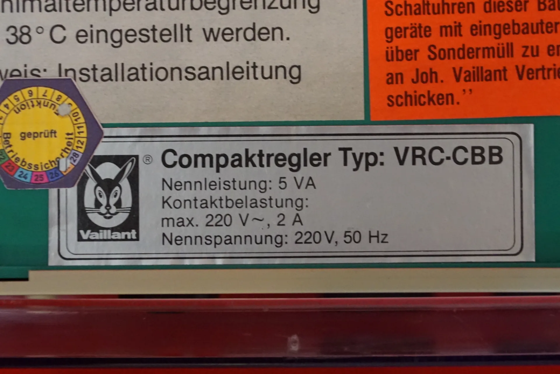 Vaillant VRC – CBB Heizungsregler analog