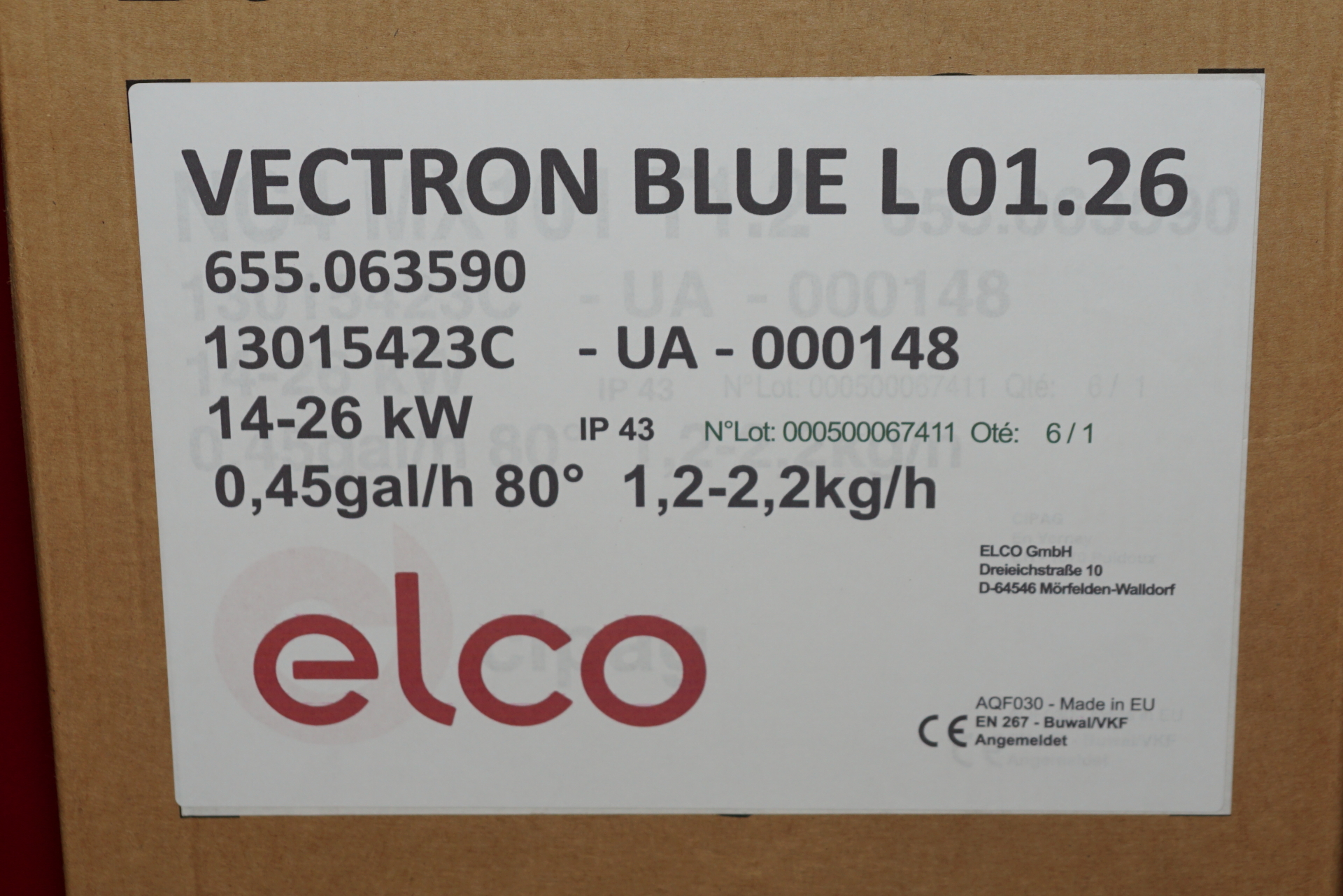 Elco Ölbrenner, Blaubrenner VECTRON BLUE L 01.26  14-26kw