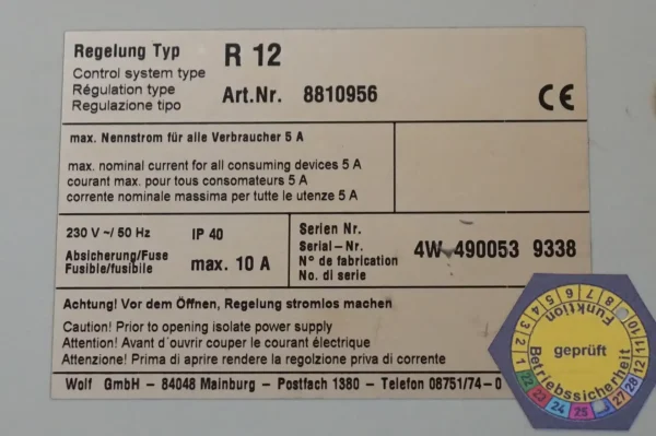 Wolf R12 4W DigiCompact 8810956 Kesselregelung – Bild 6