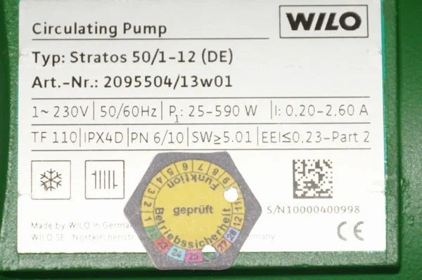 Wilo Stratos 50 /1-12 Heizkreispumpe – Bild 8