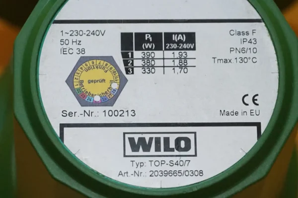 Wilo TOP S40/7 Heizkreispumpe 230V~ – Bild 6