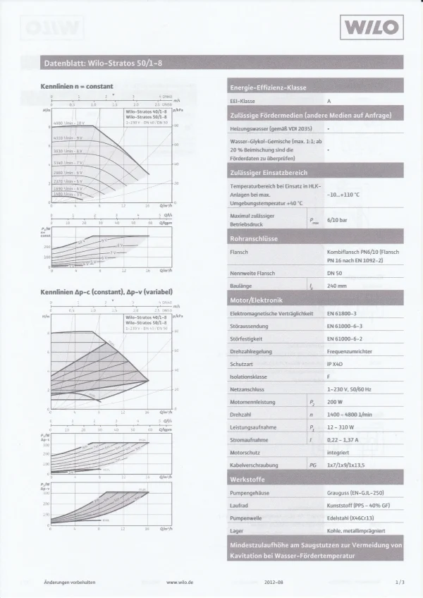 Wilo Stratos 50 /1-8 Heizkreispumpe Effizienzpumpe – Bild 12