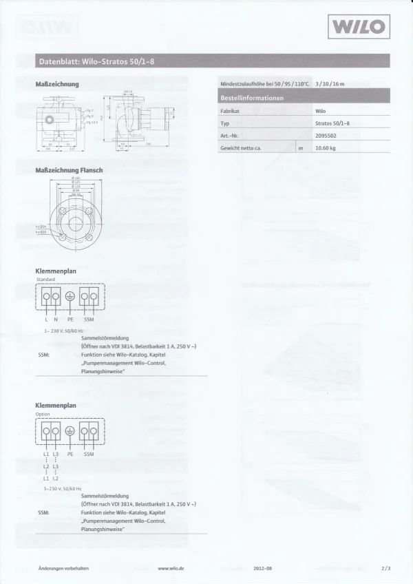Wilo Stratos 50 /1-8 Heizkreispumpe Effizienzpumpe – Bild 13
