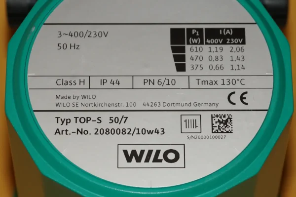 Wilo TOP S50/7 Heizkreispumpe 400/230V ( ohne Sockel ) – Bild 8