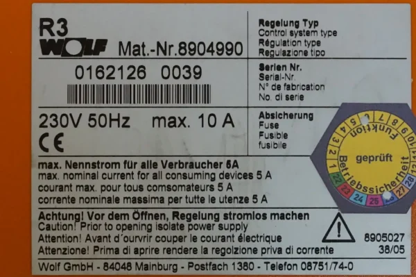 Wolf R3 8904990  R16  Kesselregelung mit Bedienmodul – Bild 5