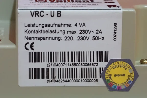 Vaillant VRC Calormatic UB Heizungsregelung – Bild 4
